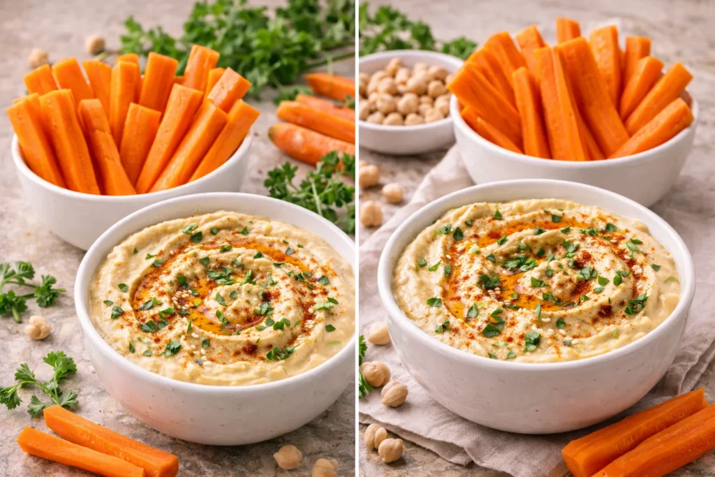 Carrot sticks and hummus