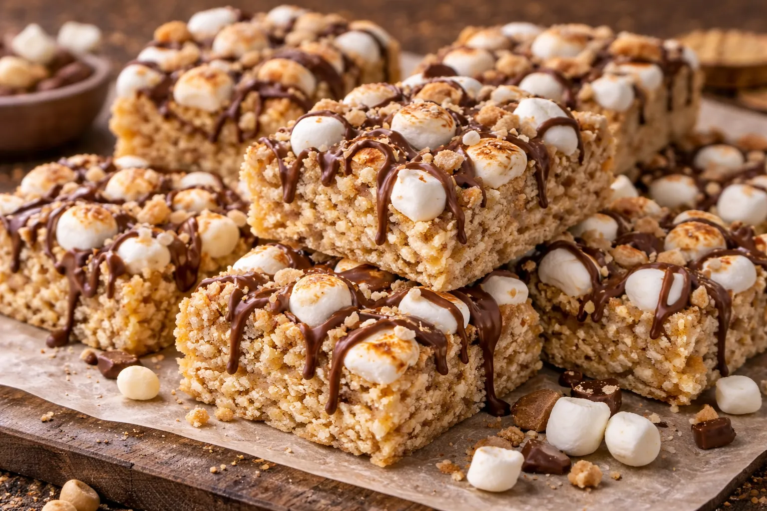 Gourmet S'mores Rice Krispie Squares
