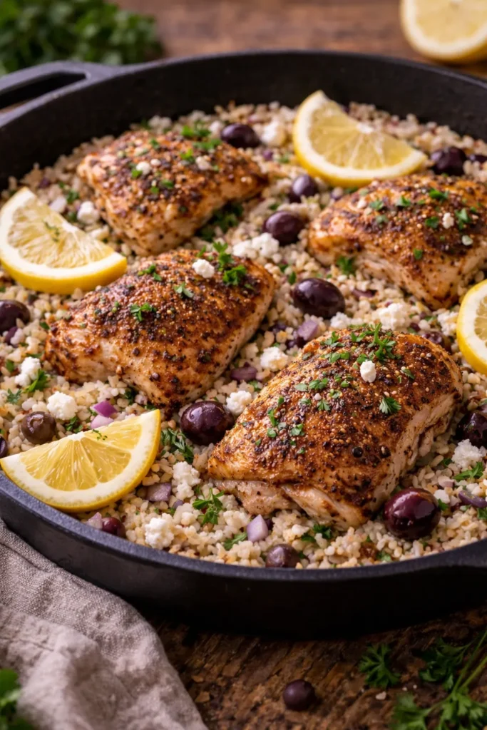 Greek Chicken and Rice Skillet