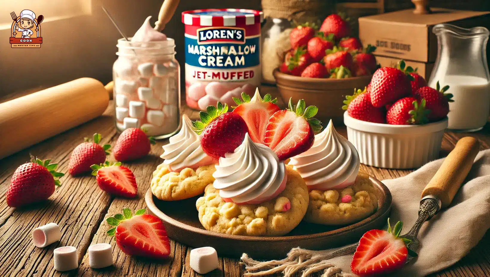 Sugar Cookie Dough with Jet-Puffed Marshmallow Cream and Strawberries 4 Loren's Sugar Cookie Dough