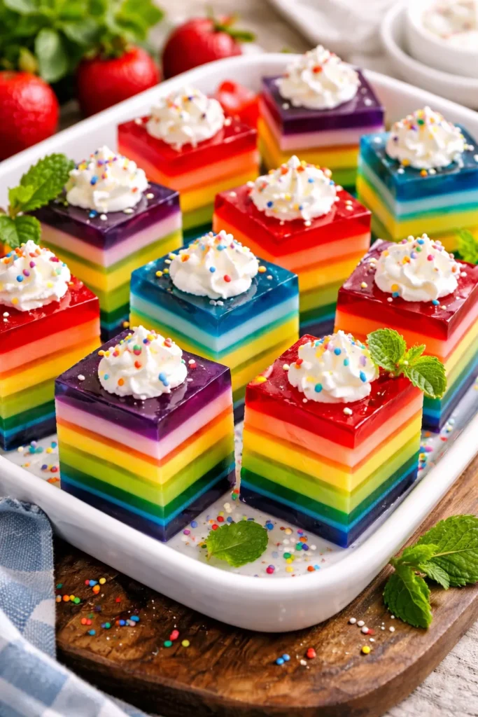 Rainbow Gelatin Cubes