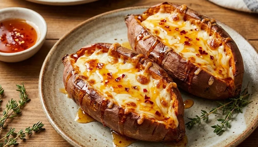 Honey Cheese Stuffed Sweet Potato