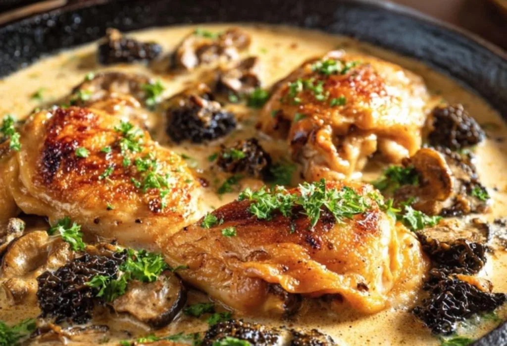 Poulet aux Morilles Rețetă franțuzească clasică și cremoasă, reinterpretată modern 🍄✨ 2 Poulet aux Morilles