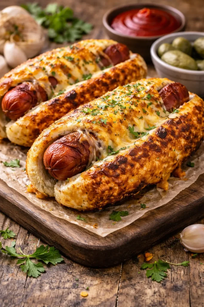 Garlic Butter Grilled Cheese Hot Dog