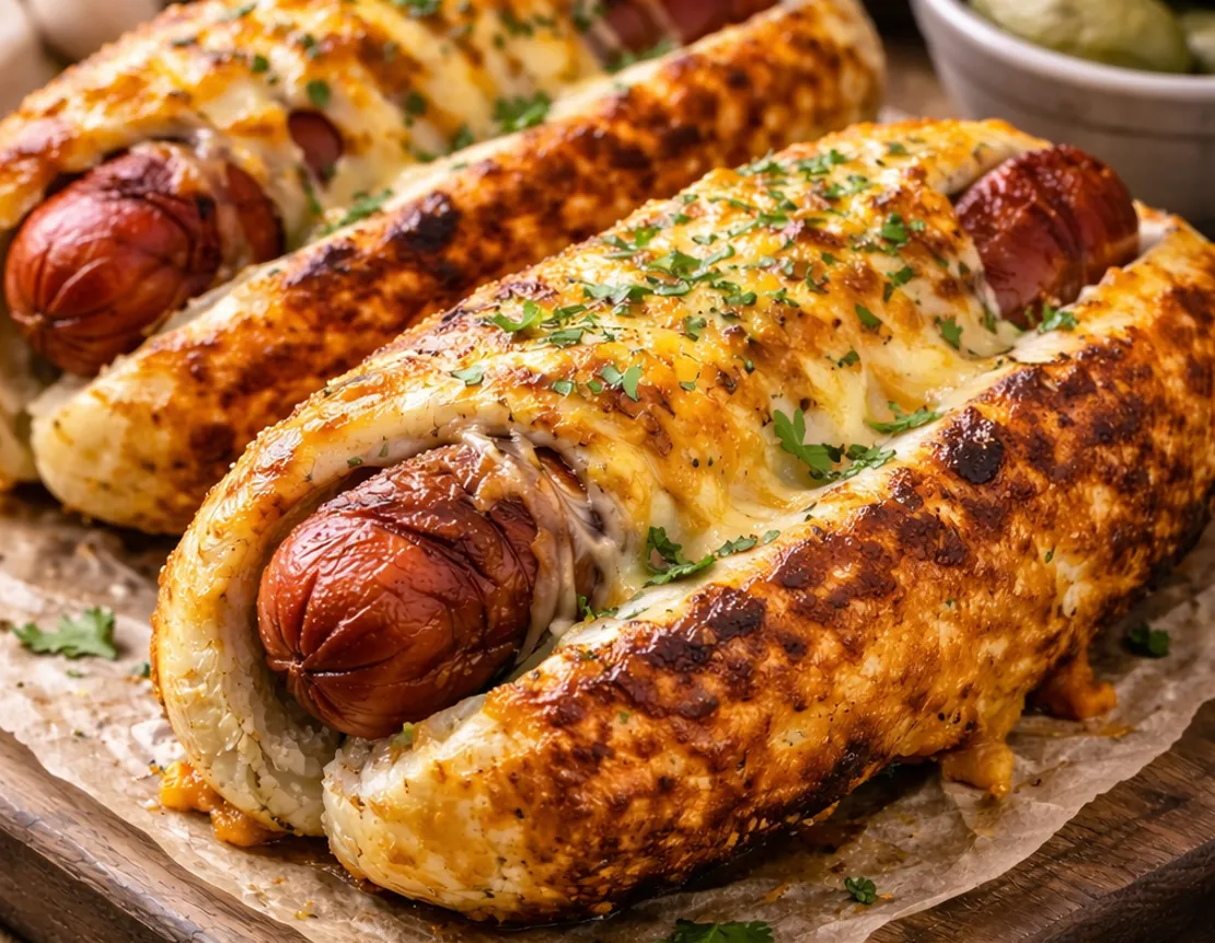 Garlic Butter Grilled Cheese Hot Dog